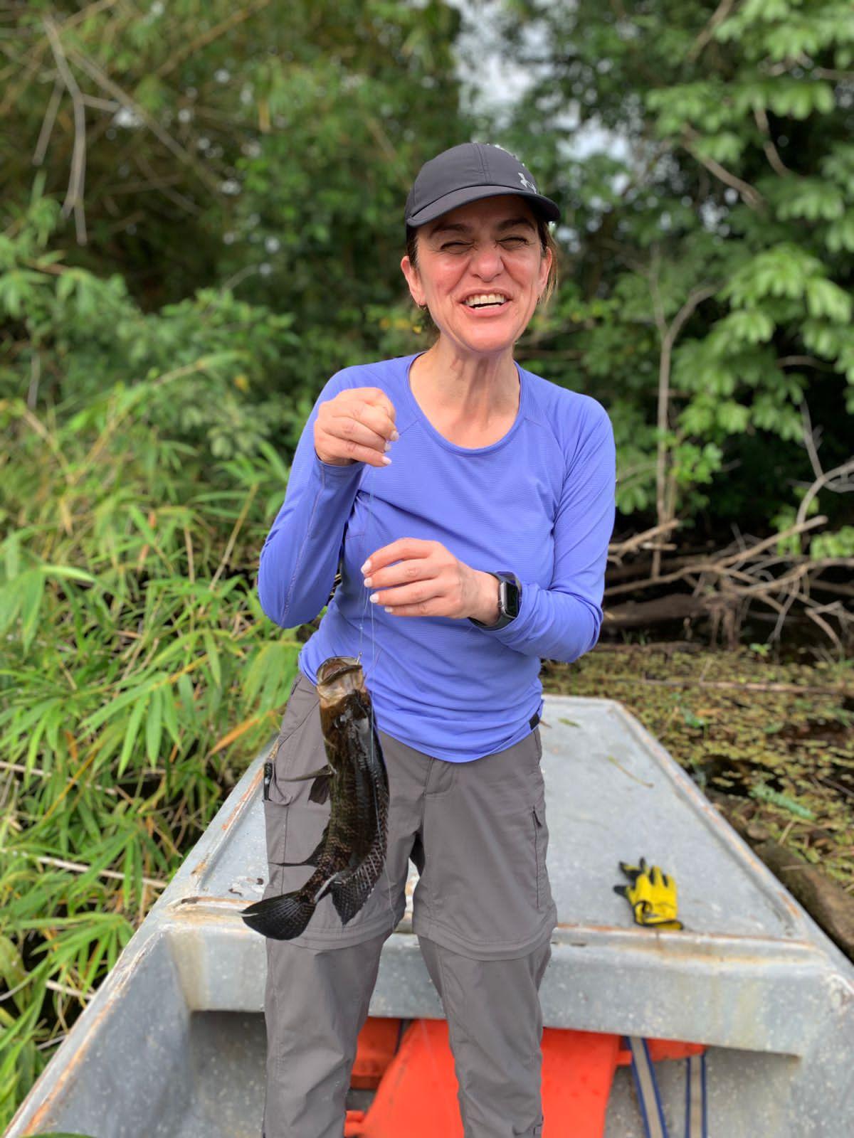Happy guest with fresh catch
